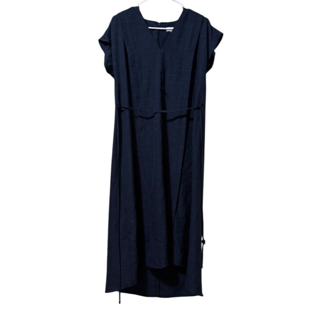 Calvin Klein Women Size 4 Midi Sheath Dress Short Sleeve Zipper Tie Career City